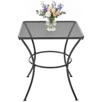Outsunny Square Outdoor Side Table, Metal Outdoor Patio Table, Garden Coffee Side Bistro Tables with Mesh Grid Top for Balcony, Porch, Backyard, 17.7" x 17.7" x 19.7", Black(m-10)