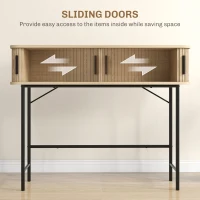 HOMCOM Mid-Century Entryway Table, Narrow Console Table with Storage Compartments for Behind Couch, Living Room, Oak and Black(m-5)