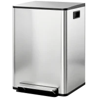 HOMCOM 2 x 30L / 7.9 Gallon Dual Trash Can with Removable Inner Buckets and Handles for Kitchen, Office, Bathroom, Silver(m-9)