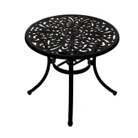 Outsunny Φ34" Outdoor Patio Garden Table with Unique Floral Design, Aluminum Material, & 1.75" Umbrella Hole(m-1)