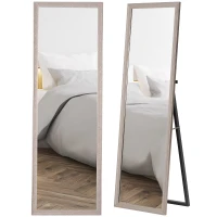 HOMCOM 64" x 21" Rectangular Full Length Mirror with Frame, Free Standing, Wall Mounted or Leaning, Gunmetal Silver(m-9)