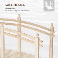 Outsunny Wooden Arch Garden Bridge, Safety Rails for Backyard Ponds, Creeks, Streams, 7.5' , Natural(m-6)