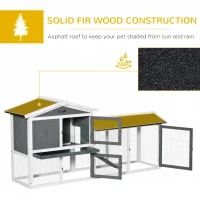 PawHut Wooden Rabbit Hutch with Run, Tray, Ramp for 1-3 Rabbits, Guinea Pigs, White(m-7)