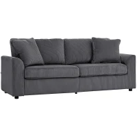 HOMCOM 3 Seater Sofa, 83.5" Modern Upholstered Couch with Pocket Spring and 2 Scatter Cushions for Living Room, Dark Grey(m-2)