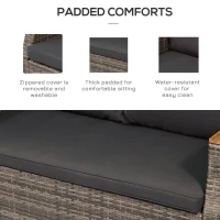 Outsunny 4 Piece Patio PE Rattan Wicker Sofa Set with Acacia Wood Coffee Table, 2 Comfort Single Chairs & 2 Person Couch(m-6)