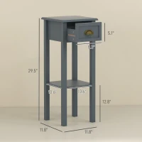 HOMCOM 2-Tier Side Tables Set of 2 with Drawer and Shelf, 2 Pieces End Tables for Living Room and Hallway, Gray(m-3)