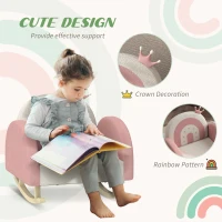 Qaba Kids Rocking Chair, Princess Crown Toddler Chair, Children's Armchair Rocker for Bedroom, Playroom, Pink(m-5)