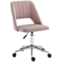 Vinsetto Mid Back Office Chair Velvet Fabric Swivel Scallop Shape Computer Desk Chair, Pink(m-11)