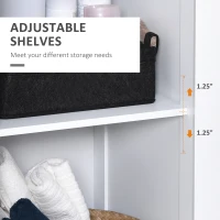 kleankin Tall Bathroom Storage Cabinet, Freestanding Tower Cabinet with Adjustable Shelf, 3 Open Shelves, White(m-6)