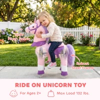 Qaba Ride on Horse for Kids 2+ Years, 29.5" Height Plush Ride On Pony Riding Horse with Rotatable Head and Sounds, Pink(m-4)
