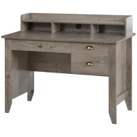 HOMCOM 47 Inches Computer Desk with Hutch, Writing Desk with Shelves and Drawers, Study Workstation for Home Office, Gray(m-14)