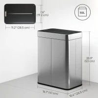 HOMCOM 13.2 Gallon (50 L) Sensor Can, Garbage Can with Soft-Close Butterfly Lid, Fingerprint-Proof Stainless Steel, Silver(m-3)