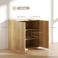 HOMCOM Sideboard Buffet Cabinet Set of 2, Kitchen Cabinet with Soft-Close Door and Adjustable Shelves for Living Room, Oak(m-3)