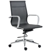 Vinsetto Mesh Office Chair, Swivel Computer Desk Chair with Adjustable Height and Armrests, Black(m-11)