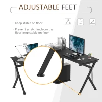 HOMCOM 61 Inch Modern Reversible L-Shaped Home Office Desk Computer Laptop Table Gaming Desk Corner Workstation with CPU Stand, Space Saving, Black(m-7)