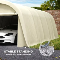 Outsunny 12' x 23.6' Heavy Duty Carport, UPF50+ Portable Garage Car Canopy Tent with Galvanized Frame, Large Door, Beige(m-7)