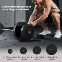 Soozier 154 lbs Barbell Weight Set, Adjustable Weights for Home Gym with 67" Barbell Bar, Strength Training Equipment(m-6)
