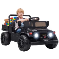 Qaba Licensed Toyota Pickup Ride on Truck, 24V Kids Electric Car with Dual Motors, Up to 3.7MPH for Kids 3-8 Years Black(m-11)