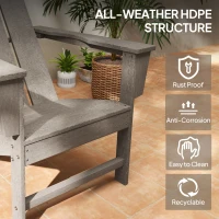 Outsunny HDPE Plastic Adirondack Chair, Muskoka Chair with High Back and Wide Armrests for Fire Pit, Patio, Porch, Dark Grey(m-5)