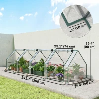 Outsunny Portable Mini Greenhouse Tunnel Growing Tent Plants Flower Warm House w/ Zippered Roll-up Doors, Clear(m-3)