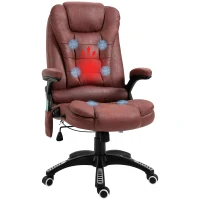 Vinsetto 6 Point Vibration Massage Office Chair with Heat, High Back Executive Office Chair with Padded Armrests, Microfiber Reclining Computer Chair, Red(m-1)