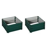 Outsunny 2' x 2' x 1' 2-Piece Raised Garden Bed Box with Steel Frame for Vegetables, Flowers, & Herbs, Green(m-1)