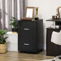 Vinsetto 2 Drawer File Cabinet with Lock, Small Rolling Filing Cabinet for A4, Letter-Size Documents, Printer Stand for Home Office, 17" x 17.75" x 28.25", Black(m-8)