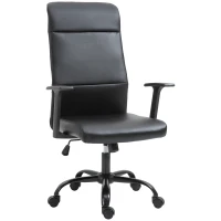 Vinsetto Morden High-Back Office Chair Faux Leather Rocking Swivel Computer Home Desk Chair with Adjustable Height, Metal Legs, Armrest, Wheels, Black(m-1)