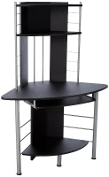 HomCom 45" Arch Tower Compact Modern Corner Computer Workstation Desk With Keyboard Tray And Shelves - Black(m-1)