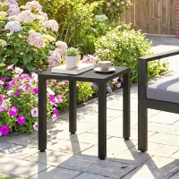 Outsunny Metal Outdoor Side Table, 45.5 cm Square Patio Side Table, Small Accent Table for Garden, Poolside, Black(m-8)