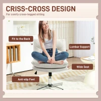 HOMCOM Armless Office Chair, Criss Cross Chair with Adjustable Height & Tilt Function for Home Office, Study, Light Grey(m-4)