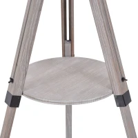 HOMCOM Multifunctional Floor Lamp with Shelf Height Adjustable Standing Lamp, Wood, and Beige(m-11)