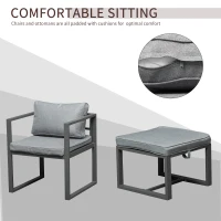 Outsunny 9 Piece Outdoor Patio Dining Set Furniture Set with 4 Chairs, 4 Ottomans, & Glass Table with Cushions & Aluminum Frame(m-5)