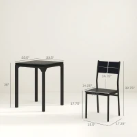 HOMCOM 3 Piece Dining Room Set for 2, Dining Table Set for Breakfast Nook, Small Space, Apartment, Space Saving, Black(m-3)