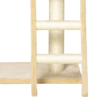 PawHut 39" Deluxe Cat Tree Tower Scratching Post Kitten Condo Activity Center Deep Cream(m-12)