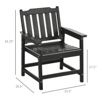 Outsunny 2 Piece All-Weather Patio Chairs, HDPE Patio Dining Chair Set, Heavy Duty Wood-Like Outdoor Furniture, Black(m-3)