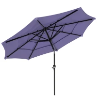 Outsunny 10.7FT Patio Umbrella with 8 Ribs, Crank, Push Button Tilt, Air Vents, for Backyard, Deck and Lawn, Purple(m-9)