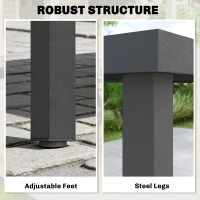 Outsunny Rectangular Patio Table for 6, Outdoor Dining Table with Wood-Plastic Composite Top and Steel Frame for Garden, Grey(m-6)