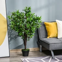 HOMCOM 4FT Artificial Olive Tree, Faux Decorative Plant in Nursery Pot for Indoor or   Décor, Green(m-8)