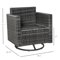 Outsunny Outdoor Swivel Rocker, PE Wicker Dining Chair, 360 Degree Swivel Patio Glider with Cushions for Backyard, Lawn, Garden, Deck, Porch, Steel Frame, Cream White(m-3)
