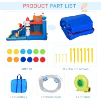 Outsunny 5-in-1 Kids Bounce House Inflatable Water Slide with Pool, Water Cannon, Climbing Wall, Inflator Included, Jumping Castle Kids Backyard Activity Outdoor Water Play Toy(m-8)