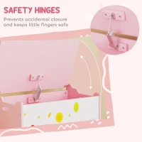 Qaba Kids Storage Chest with Lid, Toy Box Organizer with Safety Hinges for Playroom, Bedroom, Living Room, Pink(m-5)