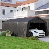 Outsunny 12' x 20' Portable Garage, Heavy Duty Carport Canopy with Ventilation Windows and Large Roll-up Door, Black(m-1)