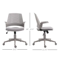 Vinsetto Mid Back Office Chair Computer Swivel Rolling Task Chair with Height Adjustable, Arm, Breathable Back, Grey(m-14)