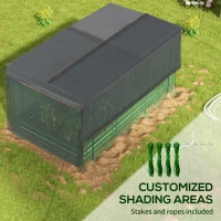 Outsunny Galvanized Steel Planter Box with Crop Cage and Shade Cloth, Raised Garden Bed for Flowers, Veggies and Herbs, Green(m-5)
