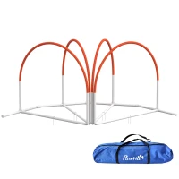 PawHut Dog Agility Kit Pet Obstacle Course Training Equipment Outdoor with Weave Poles, Carry Bag, Orange(m-9)