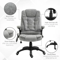 Vinsetto 6 Point Vibration Massage Office Chair with Heat, High Back Executive Office Chair with Padded Armrests, Microfiber Reclining Computer Chair, Gray(m-12)