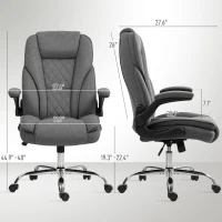 HOMCOM Executive Office Chair, Desk Chair with Flip-up Armrest, Diamond Fabric Computer Chair for Home Office, Charcoal Gray(m-3)