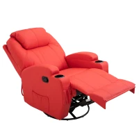 HomCom Faux Leather Heated Massage Recliner Chair with Remote - Bright Red(m-2)
