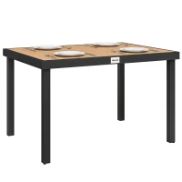Outsunny Aluminum Outdoor Dining Table for 6, Patio Rectangular Table, 47.2" x 35.4" x 29.1", Natural(m-9)